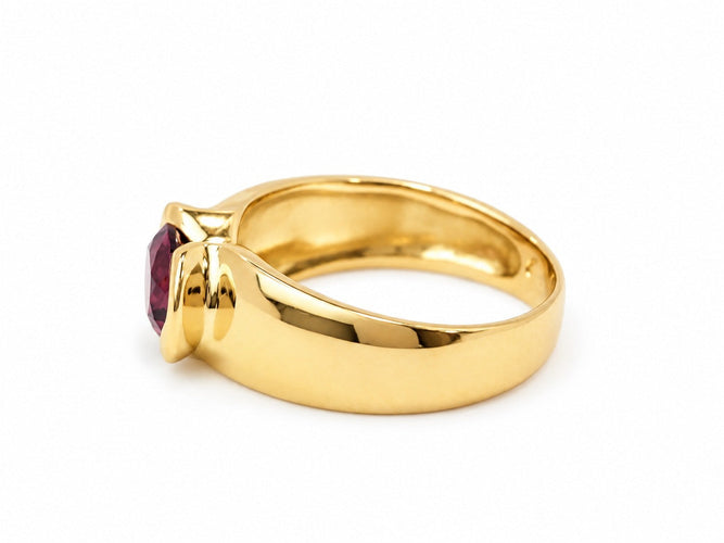 Bague 53 Bague jonc vintage en or jaune 18 carats avec grenat rhodolite 58 Facettes 33868