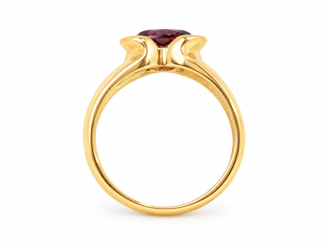 Bague 53 Bague jonc vintage en or jaune 18 carats avec grenat rhodolite 58 Facettes 33868