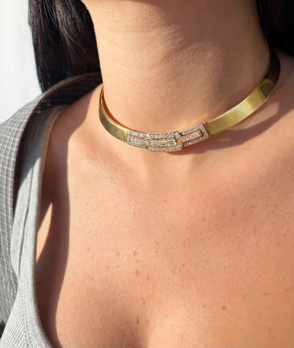 Collier Collier rigide en or 18k avec diamants 58 Facettes 605/26 E