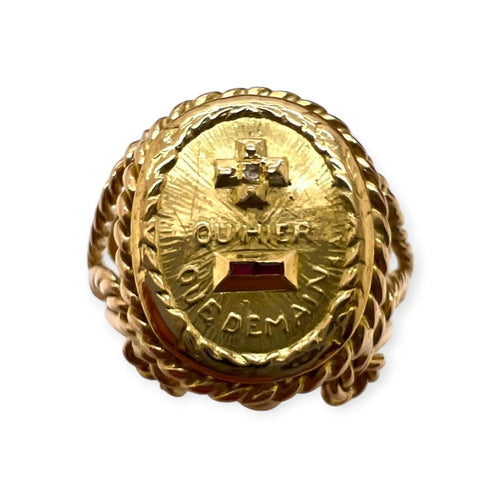 Bague 53 Chevalière « Plus qu’hier, moins que demain » en or jaune 750 58 Facettes 330100966