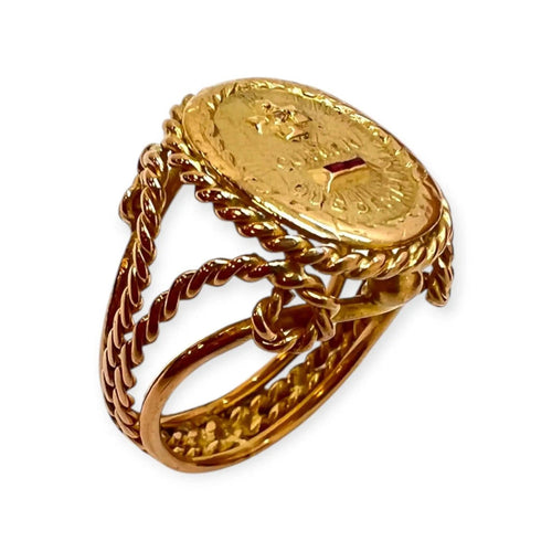 Bague 53 Chevalière « Plus qu’hier, moins que demain » en or jaune 750 58 Facettes 330100966