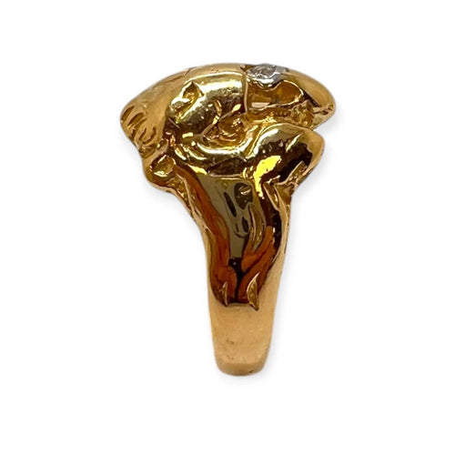 Bague 64 Bague tête de lion en or jaune 750 avec diamant 58 Facettes 330101234