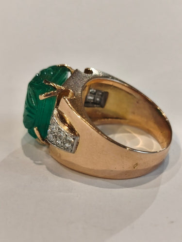 Bague 57 Bague Tank en or rose et or blanc 750, émeraude et diamants 58 Facettes BAG 010