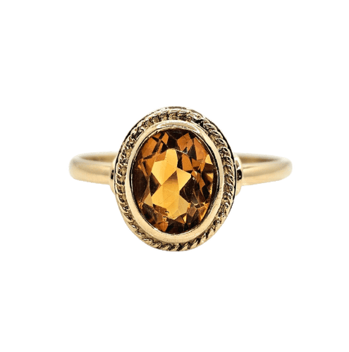 Bague 58 Bague ancienne en or rose 18 carats avec citrine 58 Facettes 767