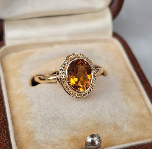 Bague 58 Bague ancienne en or rose 18 carats avec citrine 58 Facettes 767