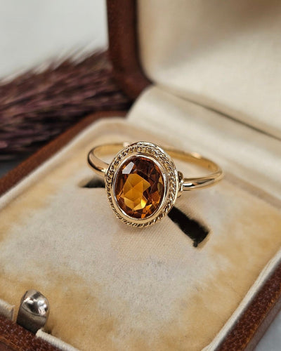 Bague 58 Bague ancienne en or rose 18 carats avec citrine 58 Facettes 767