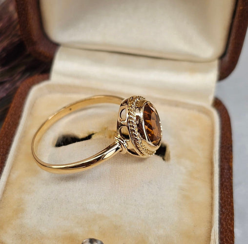 Bague 58 Bague ancienne en or rose 18 carats avec citrine 58 Facettes 767