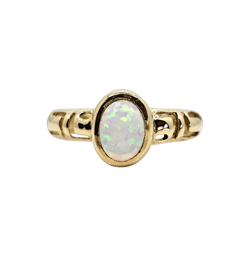 Bague 55 Bague jonc en or jaune 14 carats avec opale de synthèse 58 Facettes 689