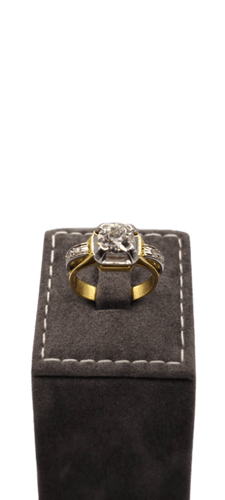 Bague 54 Bague en or jaune et platine sertie de diamants 58 Facettes Valuor Modèle-012