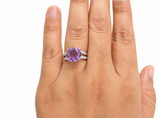 Bague 54 Mauboussin Chanson d’Amour - Bague en or blanc 18 carats, améthyste et diamants 58 Facettes 33860