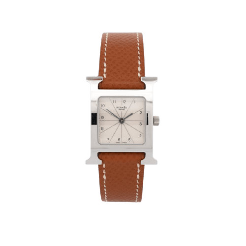 Montre Hermès - Montre Heure H, cadran argenté à chiffres arabes, SM 58 Facettes 603