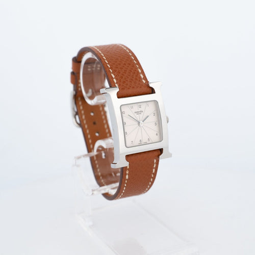 Montre Hermès - Montre Heure H, cadran argenté à chiffres arabes, SM 58 Facettes 603