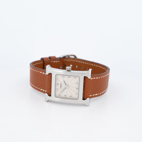 Montre Hermès - Montre Heure H, cadran argenté à chiffres arabes, SM 58 Facettes 603