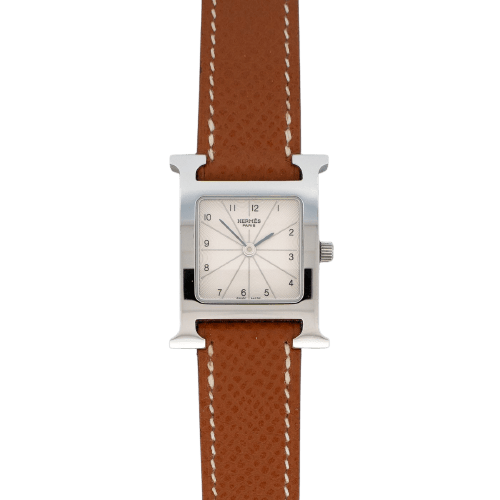 Montre Hermès - Montre Heure H, cadran argenté à chiffres arabes, SM 58 Facettes 603