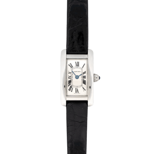 Montre Cartier - Montre Tank Américaine Mini à cadran argenté et chiffres romains 58 Facettes 617