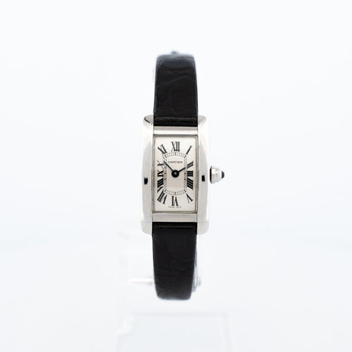 Montre Cartier - Montre Tank Américaine Mini à cadran argenté et chiffres romains 58 Facettes 617