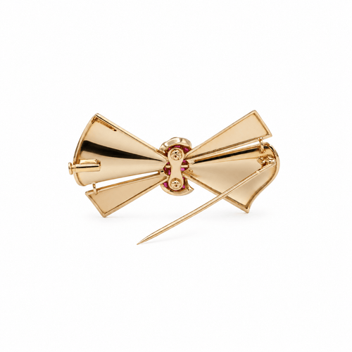 Broche Broche nœud en or rosé 18 carats sertie de rubis 58 Facettes 1.0001703/1