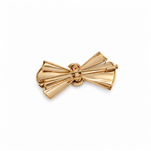 Broche Broche nœud en or rosé 18 carats sertie de rubis 58 Facettes 1.0001703/1