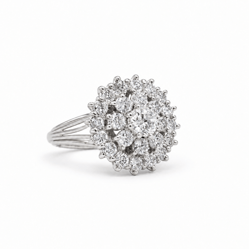 Bague 54 Bague marguerite en or blanc 18 carats, diamants 2,10 ct 58 Facettes 1.0001606/2