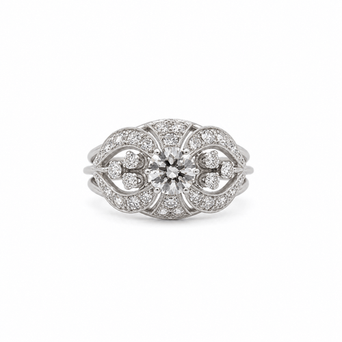 Bague 57 Art déco - Bague en platine et diamants 58 Facettes 1.0001726/5