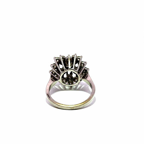 Bague 53 Bague cocktail en or blanc 750, diamants et motif floral 58 Facettes 50546