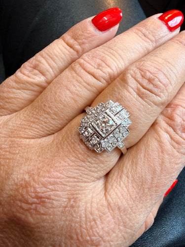 Bague 56 Art déco - Bague en platine et diamants 58 Facettes 1.0001649/2