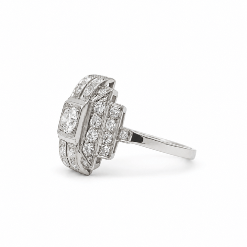 Bague 56 Art déco - Bague en platine et diamants 58 Facettes 1.0001649/2