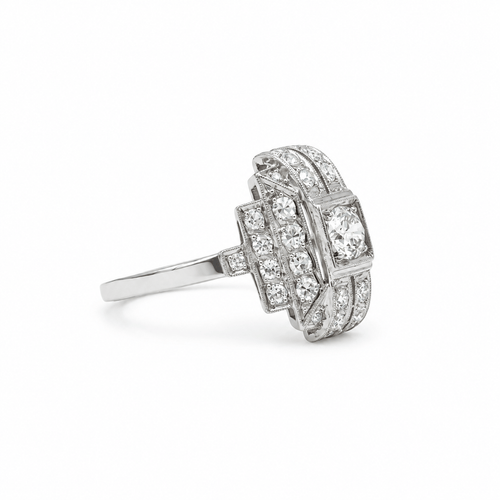 Bague 56 Art déco - Bague en platine et diamants 58 Facettes 1.0001649/2