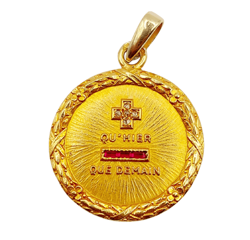 Pendentif Augis - Pendentif médaille d’amour en or 18k, diamant et rubis 58 Facettes A08036