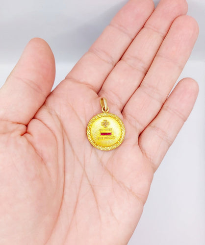 Pendentif Augis - Pendentif médaille d’amour en or 18k, diamant et rubis 58 Facettes A08036
