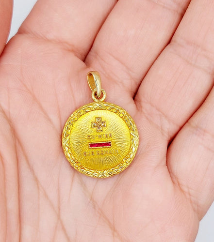 Pendentif Augis - Pendentif médaille d’amour en or 18k, diamant et rubis 58 Facettes A08036