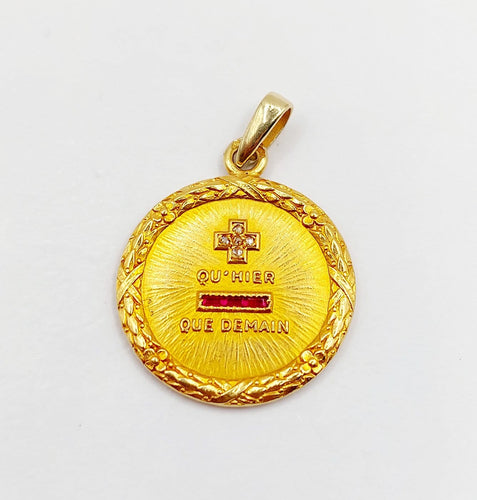 Pendentif Augis - Pendentif médaille d’amour en or 18k, diamant et rubis 58 Facettes A08036