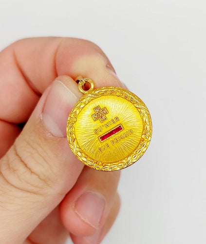 Pendentif Augis - Pendentif médaille d’amour en or 18k, diamant et rubis 58 Facettes A08036