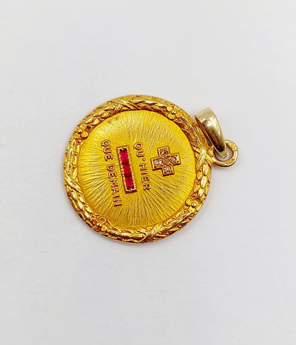 Pendentif Augis - Pendentif médaille d’amour en or 18k, diamant et rubis 58 Facettes A08036
