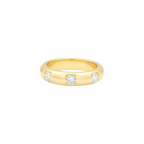Bague 51 Bague jonc en or jaune 750 avec trois diamants 58 Facettes 36079
