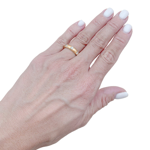 Bague 51 Bague jonc en or jaune 750 avec trois diamants 58 Facettes 36079