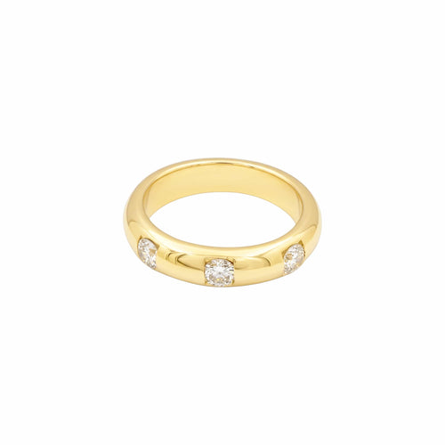 Bague 51 Bague jonc en or jaune 750 avec trois diamants 58 Facettes 36079