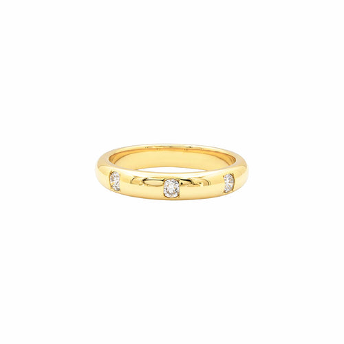 Bague 51 Bague jonc en or jaune 750/000 avec trois diamants taille brillant 58 Facettes 36080