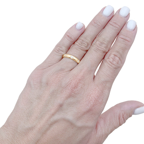 Bague 51 Bague jonc en or jaune 750/000 avec trois diamants taille brillant 58 Facettes 36080