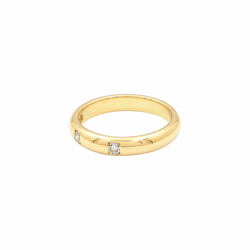Bague 51 Bague jonc en or jaune 750/000 avec trois diamants taille brillant 58 Facettes 36080