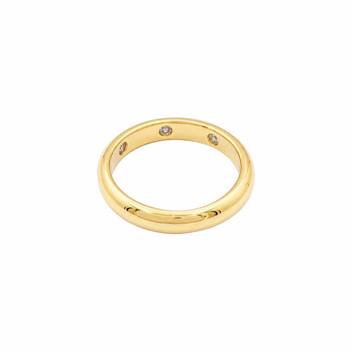 Bague 51 Bague jonc en or jaune 750/000 avec trois diamants taille brillant 58 Facettes 36080