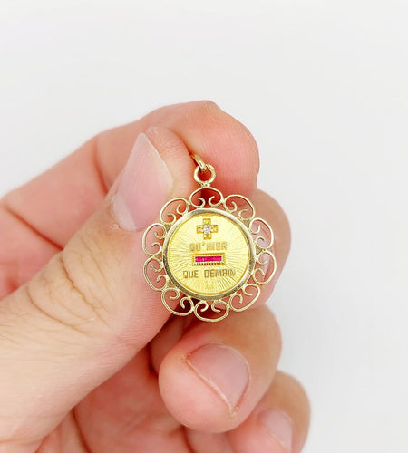 Pendentif Augis - Pendentif médaille d’amour en or 18k, diamant et rubis 58 Facettes A08038