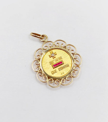 Pendentif Augis - Pendentif médaille d’amour en or 18k, diamant et rubis 58 Facettes A08038