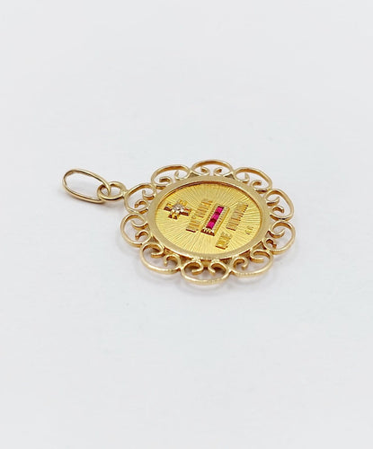 Pendentif Augis - Pendentif médaille d’amour en or 18k, diamant et rubis 58 Facettes A08038