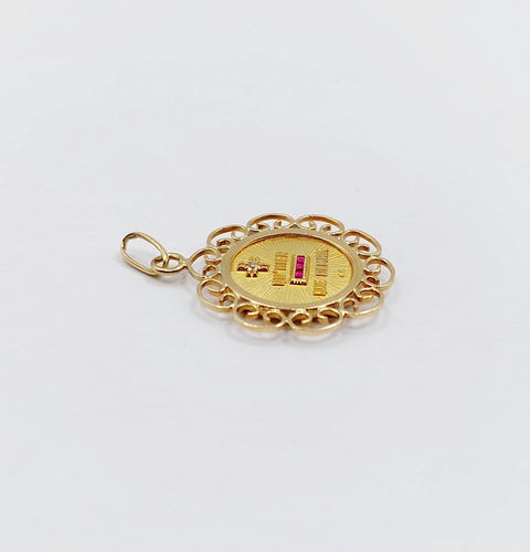 Pendentif Augis - Pendentif médaille d’amour en or 18k, diamant et rubis 58 Facettes A08038