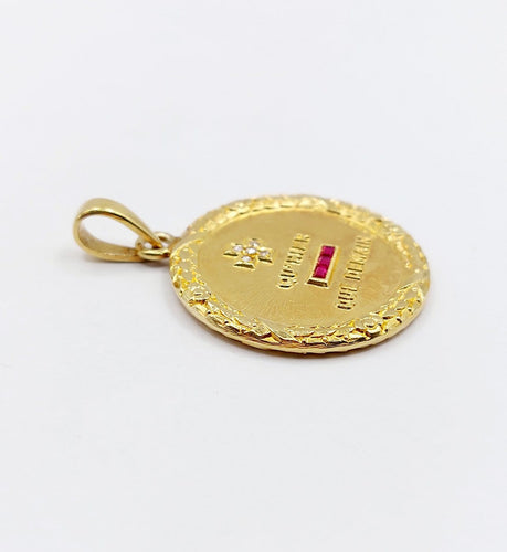 Pendentif Augis - Pendentif médaille d’amour 27 mm en or 18k, diamant et rubis 58 Facettes A08039