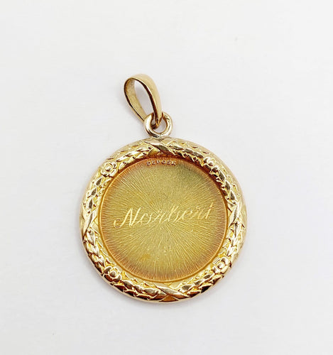 Pendentif Augis - Pendentif médaille d’amour en or 18k, diamant et rubis, 27 mm, vers 1950 58 Facettes A08040