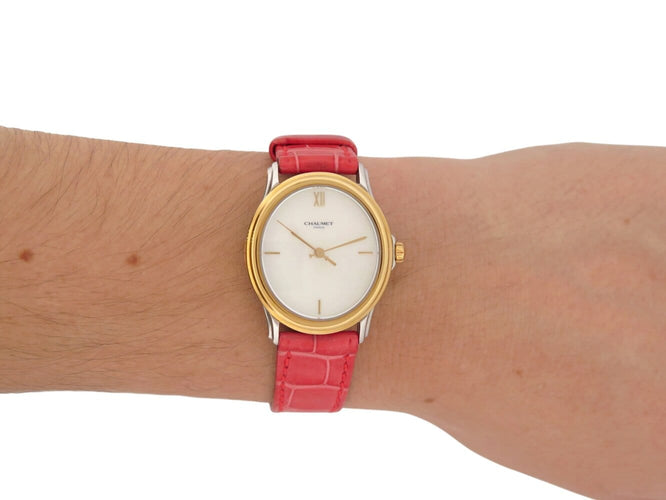 Montre Chaumet - Montre 25A à quartz, acier et plaqué or jaune, cadran en nacre 58 Facettes 277378