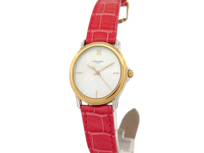 Montre Chaumet - Montre 25A à quartz, acier et plaqué or jaune, cadran en nacre 58 Facettes 277378