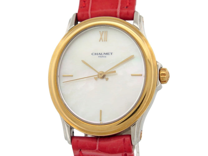 Montre Chaumet - Montre 25A à quartz, acier et plaqué or jaune, cadran en nacre 58 Facettes 277378